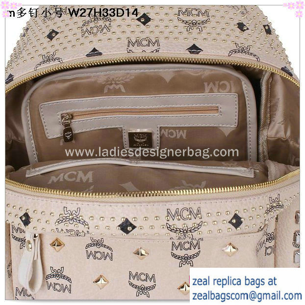 High Quality Replica MCM Small Stark Front Studs Backpack MC4237S Beige - Click Image to Close